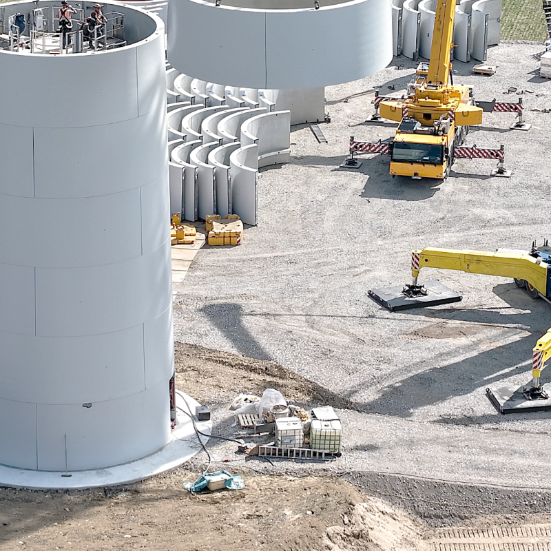 Aufbau Windkraftanlage  