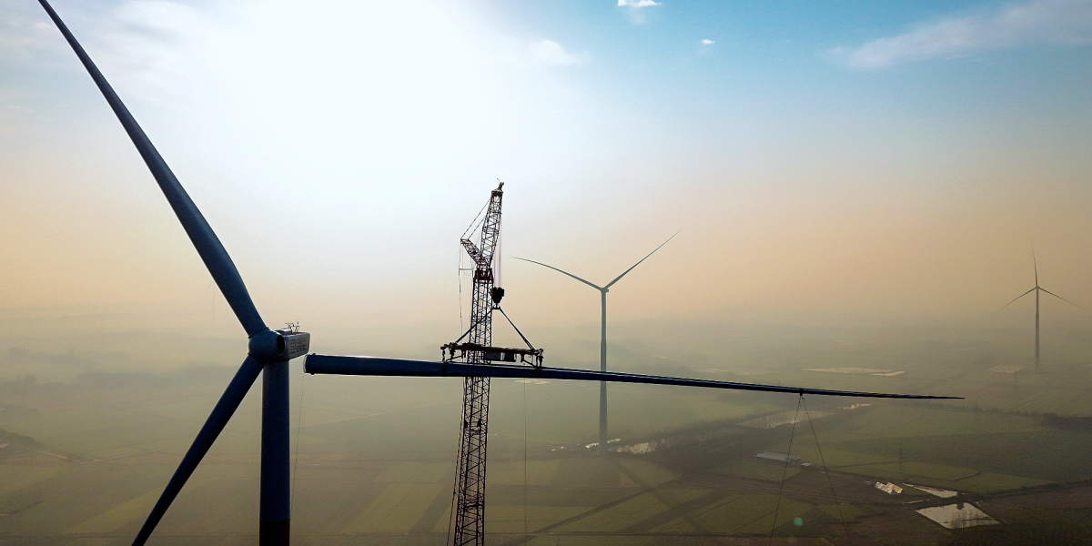 Aufbau Windkraftanlage